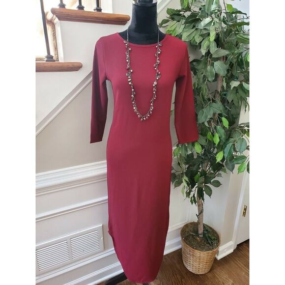 Boohoo Women Burgundy Polyester Round Neck Long Sleeve Long Maxi Dress Size 8 - Picture 1 of 11